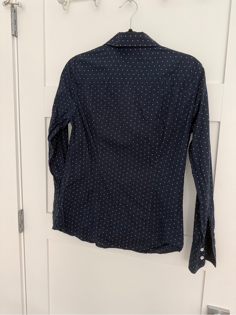 J. Crew Navy Blue Polka Dot Button-Down Shirt - Picture 2 of 2